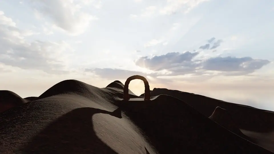 Delicate Arch rendered in real-time 3D