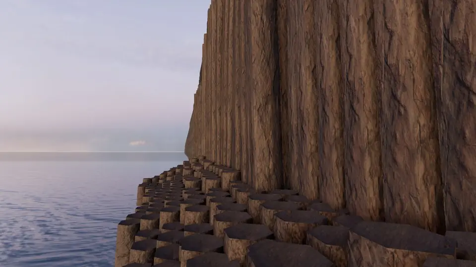 Staffa · Fingal's Cave rendered in real-time 3D