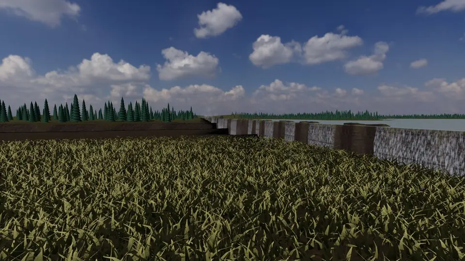 Victoria Falls rendered in real-time 3D